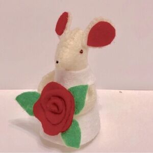 red Rose felt mouse art doll hand-sewn hand made hand crafted I love you